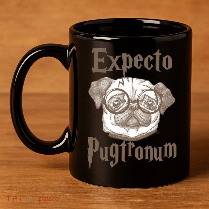 Expecto Pugtronum Funny Pug 11oz C Handle Ceramic Mug