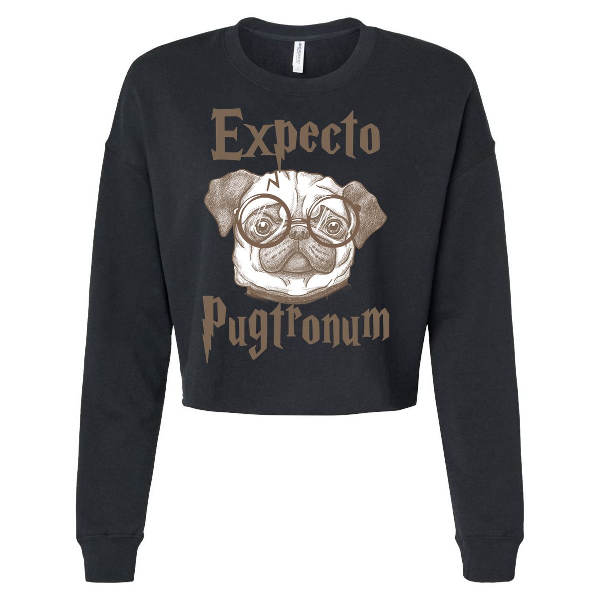 Expecto Pugtronum Funny Pug Cropped Pullover Crew