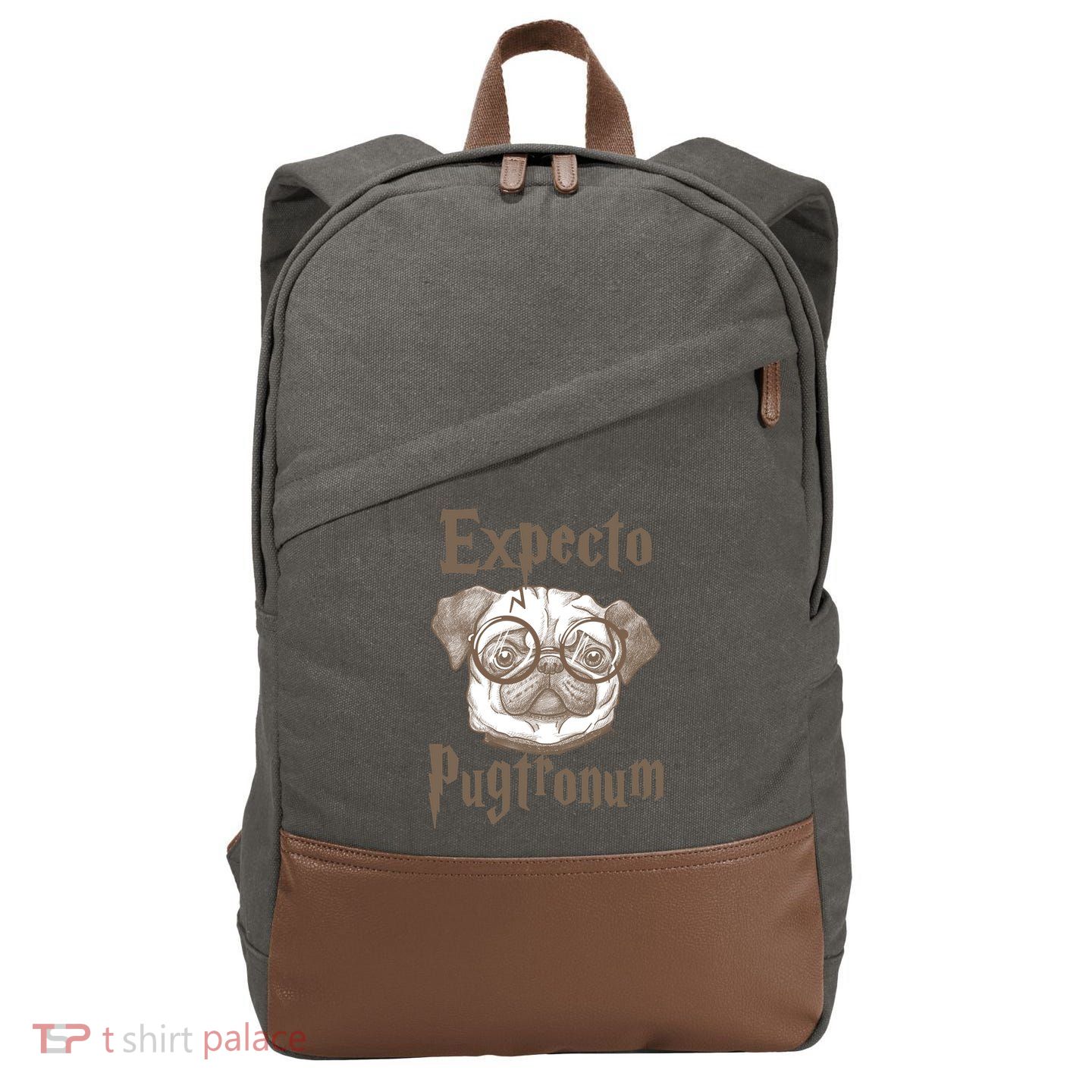 Expecto Pugtronum Funny Pug Cotton Canvas Backpack