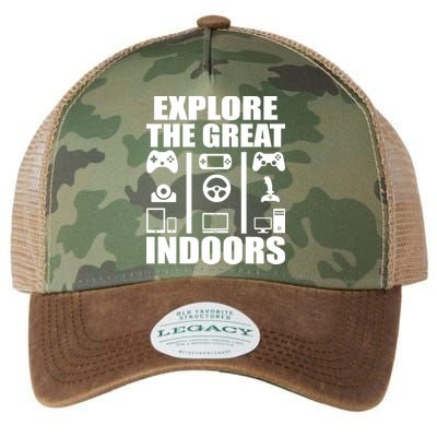 Explore The Great Indoors Funny Video Game Legacy Tie Dye Trucker Hat