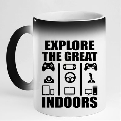 Explore The Great Indoors Funny Video Game 11oz Black Color Changing Mug