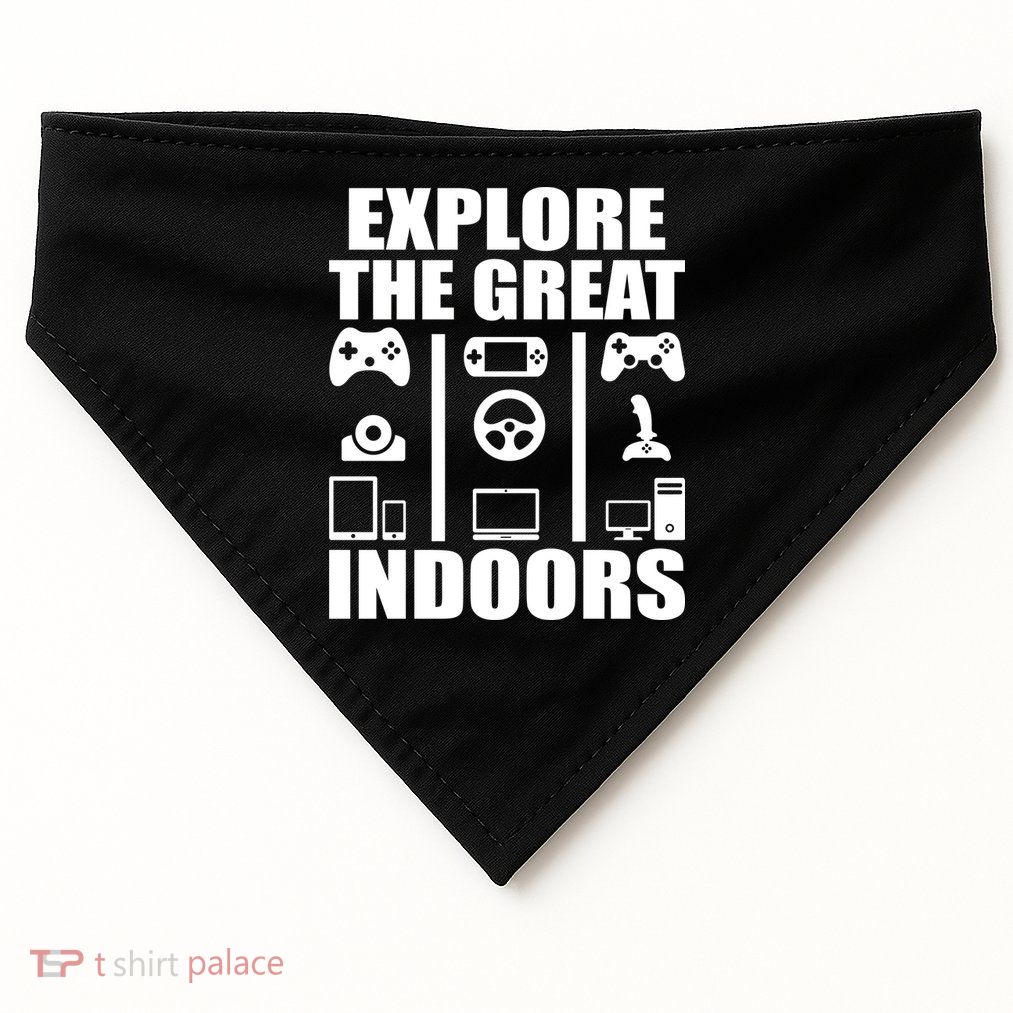 Explore The Great Indoors Funny Video Game USA-Made Doggie Bandana