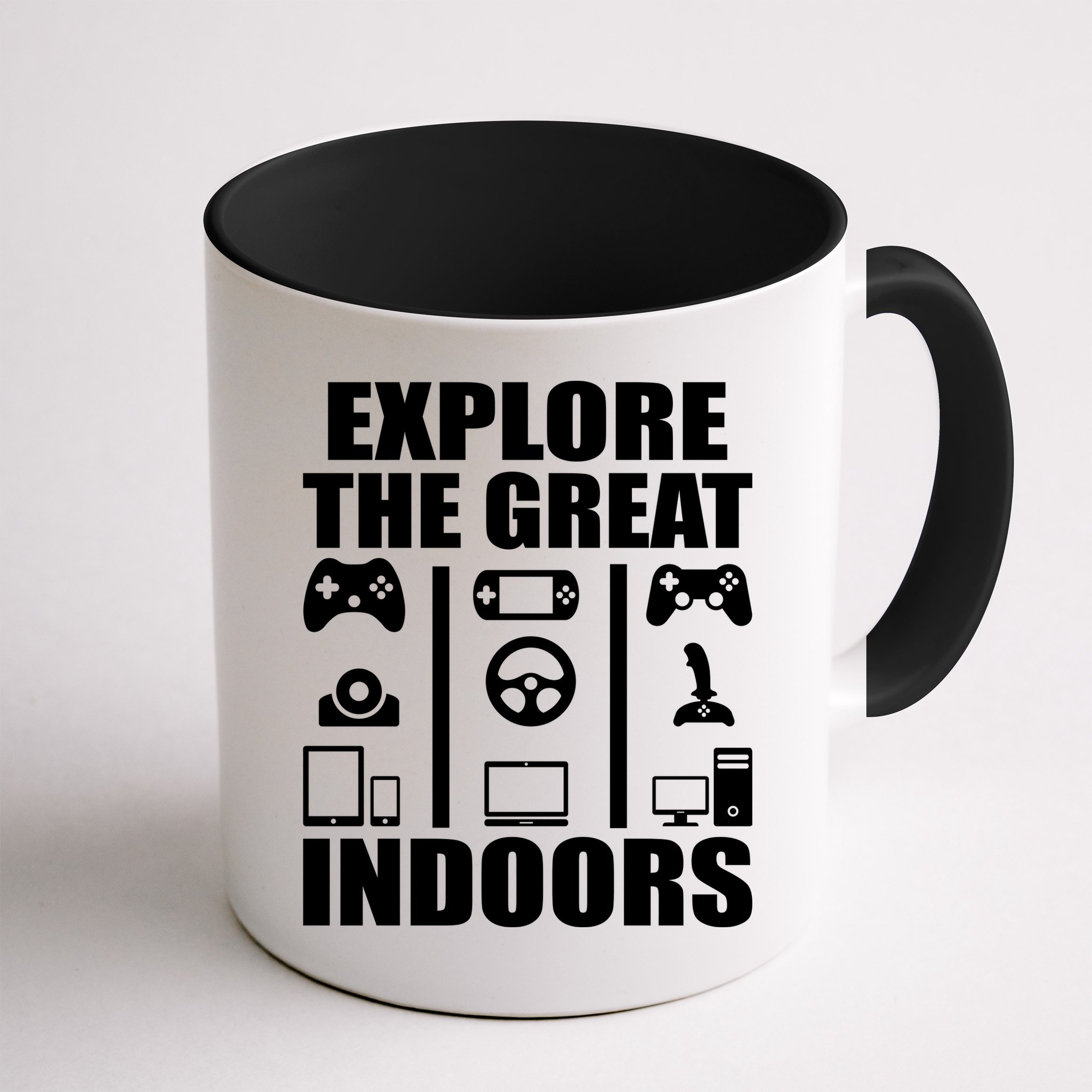 Explore The Great Indoors Funny Video Game Mug