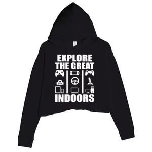 Explore The Great Indoors Funny Video Game Crop Fleece Hoodie