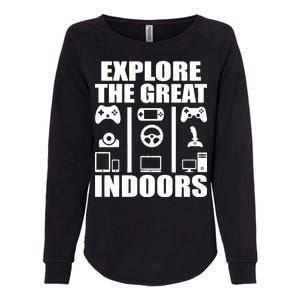 Explore The Great Indoors Funny Video Game Womens California Wash Sweatshirt