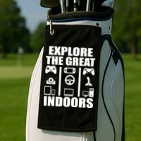 Explore The Great Indoors Funny Video Game Golf Towel