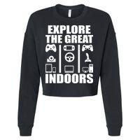 Explore The Great Indoors Funny Video Game Cropped Pullover Crew