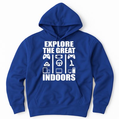 Explore The Great Indoors Funny Video Game Hoodie