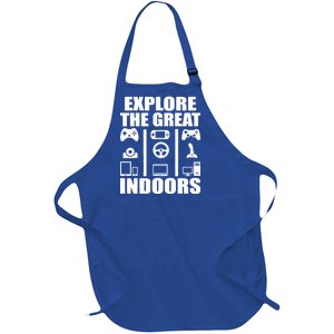 Explore The Great Indoors Funny Video Game Full-Length Apron With Pockets