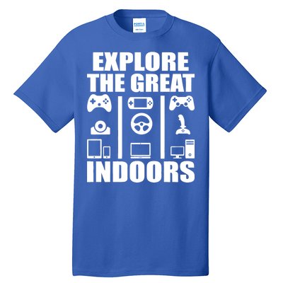 Explore The Great Indoors Funny Video Game Tall T-Shirt