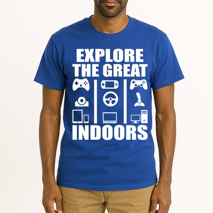 Explore The Great Indoors Funny Video Game Tall T-Shirt