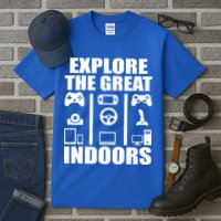 Explore The Great Indoors Funny Video Game Tall T-Shirt
