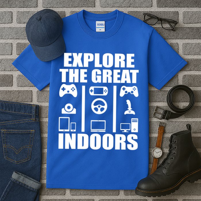 Explore The Great Indoors Funny Video Game Tall T-Shirt