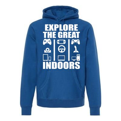 Explore The Great Indoors Funny Video Game Premium Hoodie