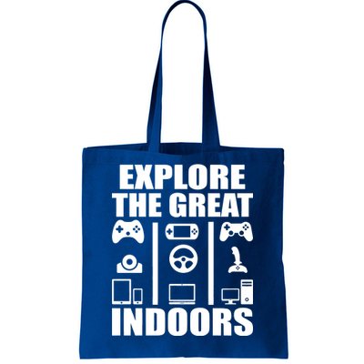 Explore The Great Indoors Funny Video Game Tote Bag