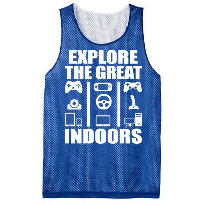 Explore The Great Indoors Funny Video Game Mesh Reversible Basketball Jersey Tank