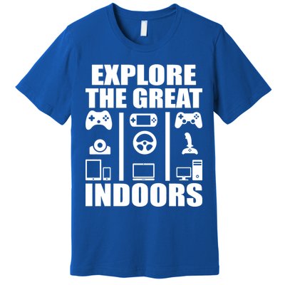 Explore The Great Indoors Funny Video Game Premium T-Shirt