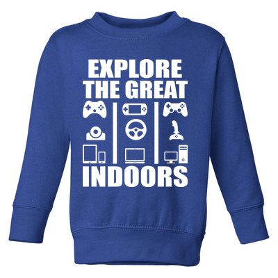Explore The Great Indoors Funny Video Game Toddler Sweatshirt