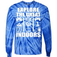 Explore The Great Indoors Funny Video Game Tie-Dye Long Sleeve Shirt