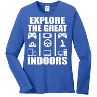 Explore The Great Indoors Funny Video Game Ladies Long Sleeve Shirt