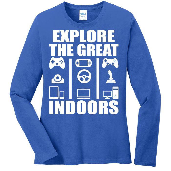 Explore The Great Indoors Funny Video Game Ladies Long Sleeve Shirt