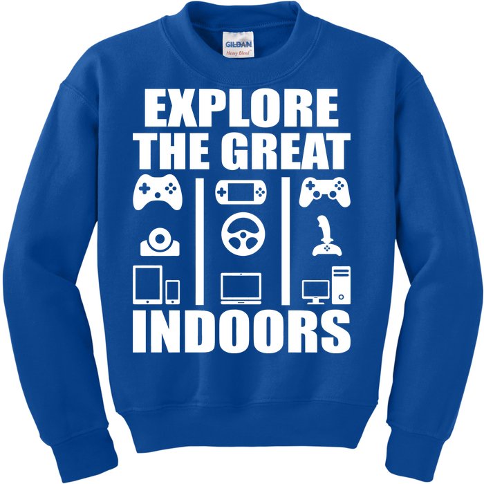 Explore The Great Indoors Funny Video Game Kids Sweatshirt