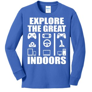 Explore The Great Indoors Funny Video Game Kids Long Sleeve Shirt