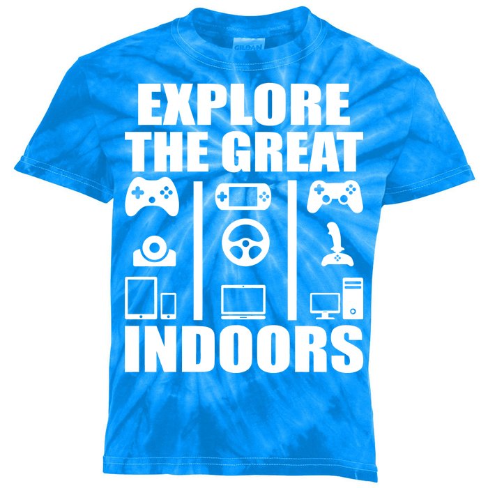 Explore The Great Indoors Funny Video Game Kids Tie-Dye T-Shirt