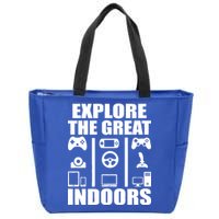 Explore The Great Indoors Funny Video Game Zip Tote Bag