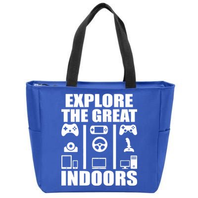 Explore The Great Indoors Funny Video Game Zip Tote Bag