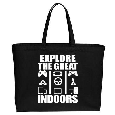 Explore The Great Indoors Funny Video Game Cotton Canvas Jumbo Tote