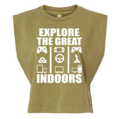 Explore The Great Indoors Funny Video Game Garment-Dyed Women's Muscle Tee