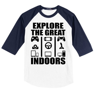 Explore The Great Indoors Funny Video Game Baseball Sleeve Shirt