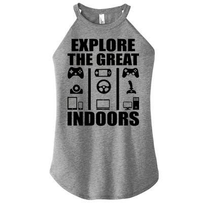 Explore The Great Indoors Funny Video Game Women’s Perfect Tri Rocker Tank