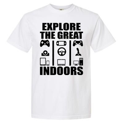 Explore The Great Indoors Funny Video Game Garment-Dyed Heavyweight T-Shirt