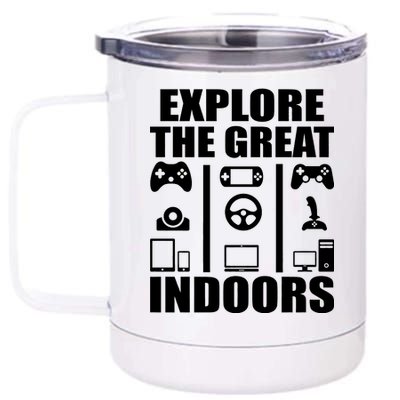 Explore The Great Indoors Funny Video Game 12 oz Stainless Steel Tumbler Cup