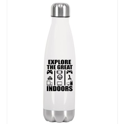 Explore The Great Indoors Funny Video Game Stainless Steel Insulated Water Bottle