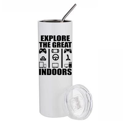 Explore The Great Indoors Funny Video Game Stainless Steel Tumbler