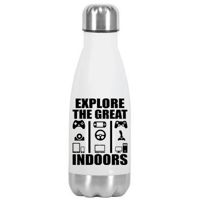 Explore The Great Indoors Funny Video Game Stainless Steel Insulated Water Bottle