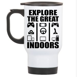 Explore The Great Indoors Funny Video Game Stainless Steel Travel Mug