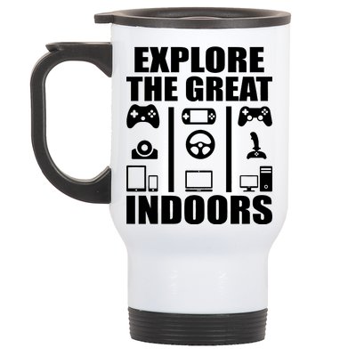 Explore The Great Indoors Funny Video Game Stainless Steel Travel Mug