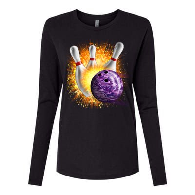 Explosive Spare Hit Bowling Womens Cotton Relaxed Long Sleeve T-Shirt