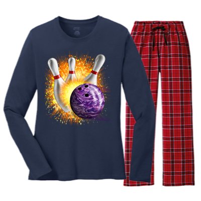 Explosive Spare Hit Bowling Women's Long Sleeve Flannel Pajama Set 