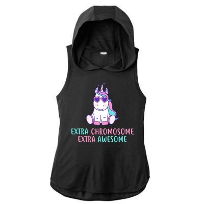 Extra Chromosome Awesome Down Syndrome Ladies PosiCharge Tri-Blend Wicking Draft Hoodie Tank