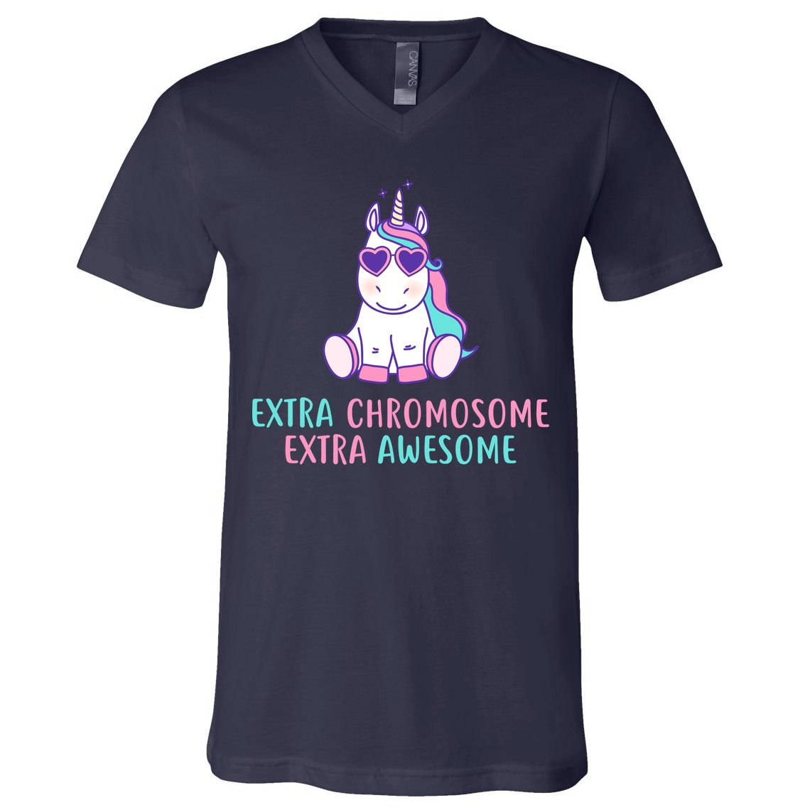 Extra Chromosome Awesome Down Syndrome V-Neck T-Shirt