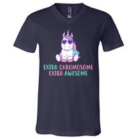 Extra Chromosome Awesome Down Syndrome V-Neck T-Shirt