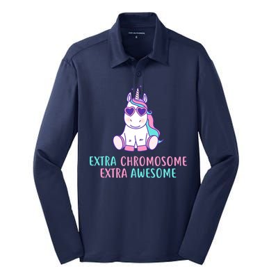 Extra Chromosome Awesome Down Syndrome Silk Touch Performance Long Sleeve Polo