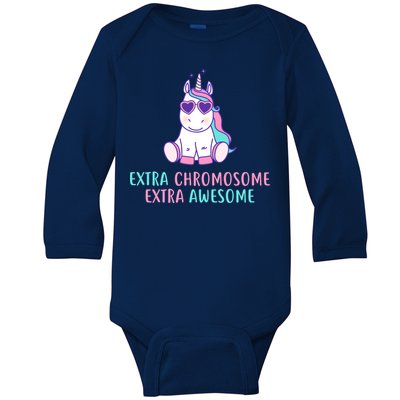 Extra Chromosome Awesome Down Syndrome Baby Long Sleeve Bodysuit