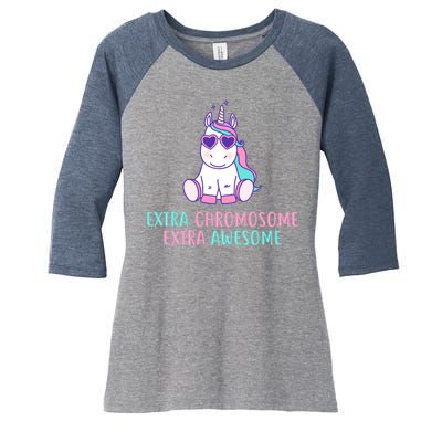 Extra Chromosome Awesome Down Syndrome Women's Tri-Blend 3/4-Sleeve Raglan Shirt