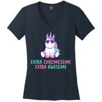 Extra Chromosome Awesome Down Syndrome Women's V-Neck T-Shirt